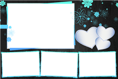 Fotobox-Druckvorlage Schwarz-Türkis-Blumen – Kategorie Elegant